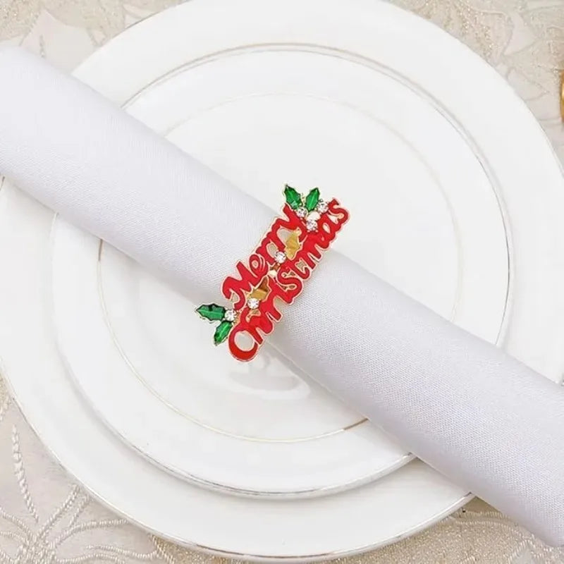Holiday Christmas Thanksgiving Napkin Ring Holder Decorative Napkin Holder for Family Table Dinner Holiday Table Setting
