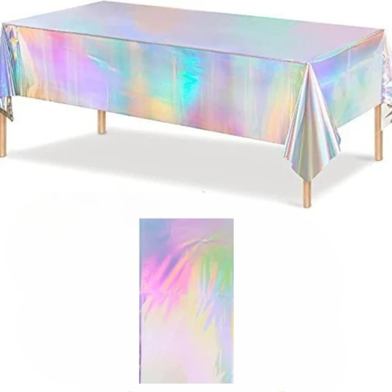 Tablecloth For Table Nappe De Table Tablecloth Birthday Holographic Shiny Iridescent Laser Disposable Covers Party Decorations