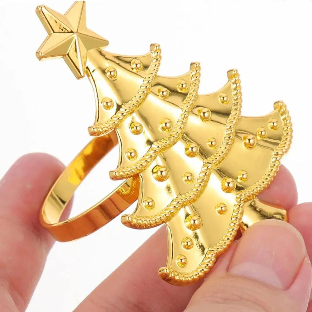 5PCS Christmas Napkin Rings Xmas Tree Ornaments 2025 Christmas Home Kitchen Dinner Table Decoration New Year Party Supplies