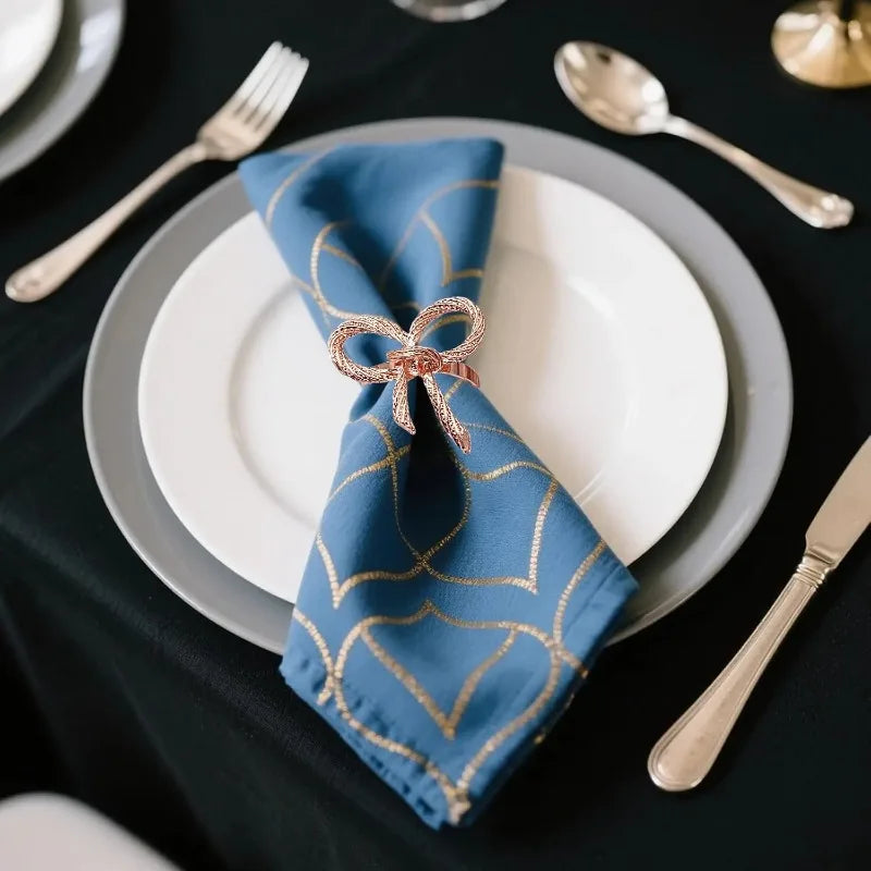 Alloy Bow Tie Napkin Rings Elegant Table Decor for Wedding Banquet Dinner Parties Reusable Metal Holders Gatherings Accessories