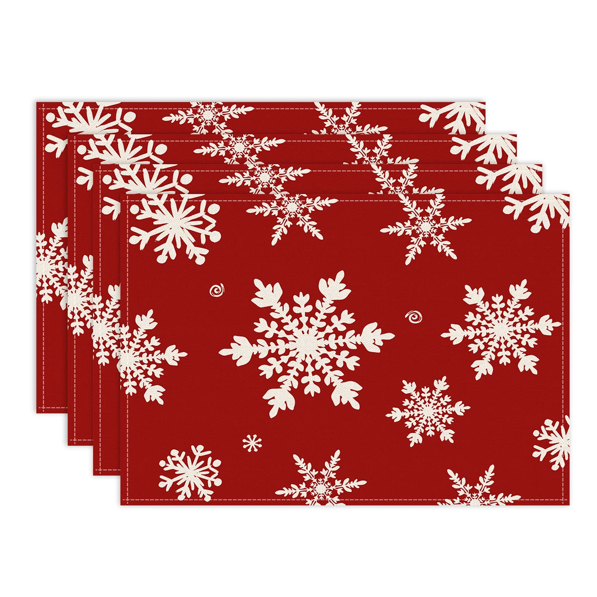 1/4/6pcs Christmas placemat, retro Christmas tree snowflake pattern dining table anti slip insulation mat, Christmas decoration