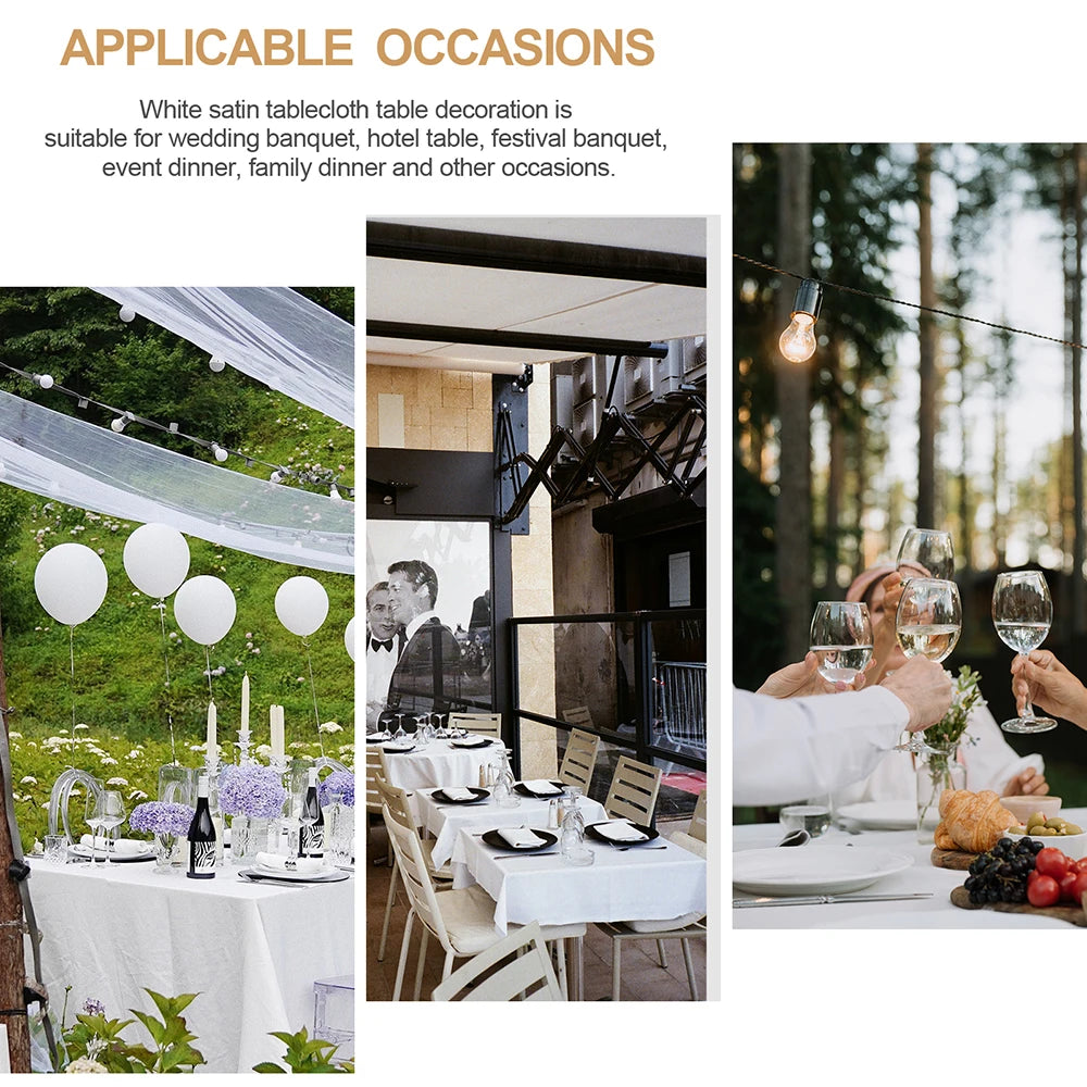 Rectangle Satin Tablecloth Wedding Table Cloth White Black for party Birthday Events Banquet Decor Home Dinner Tablecloths