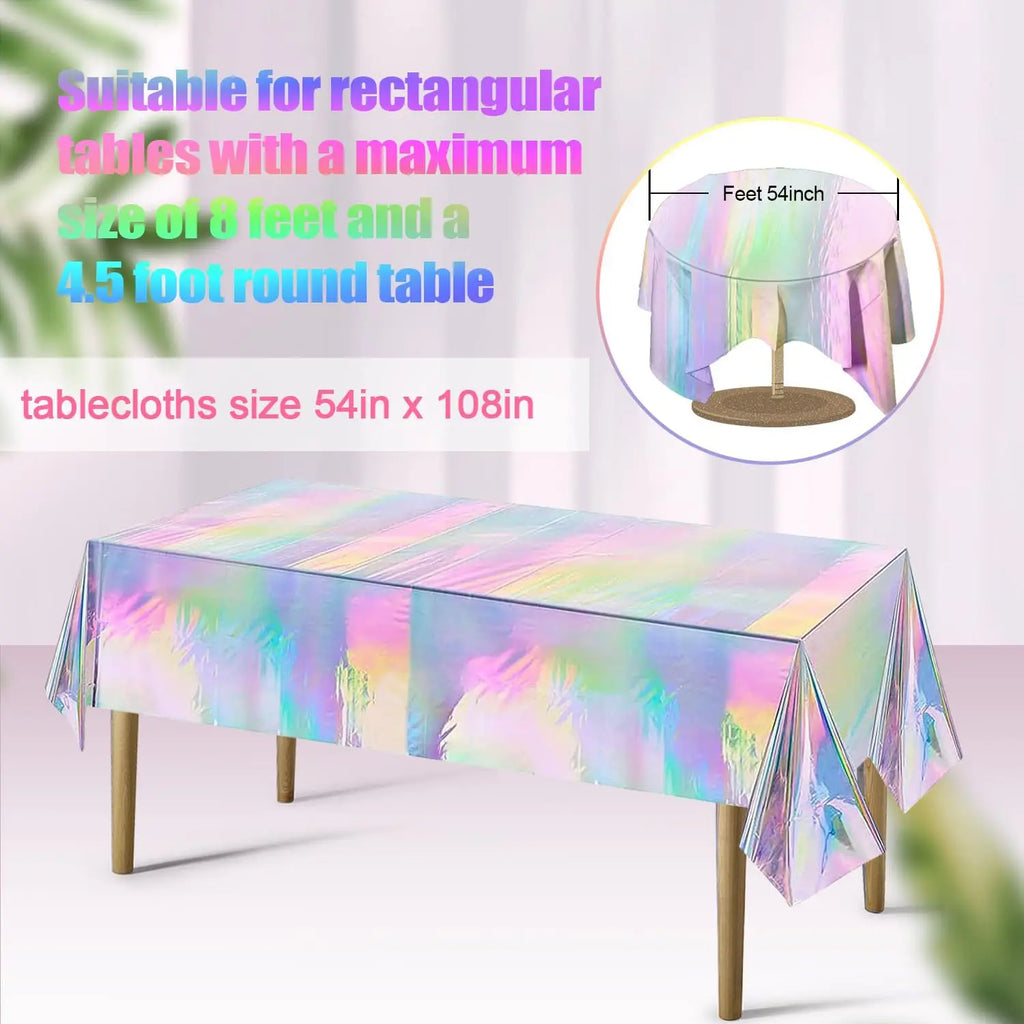 Tablecloth For Table Nappe De Table Tablecloth Birthday Holographic Shiny Iridescent Laser Disposable Covers Party Decorations