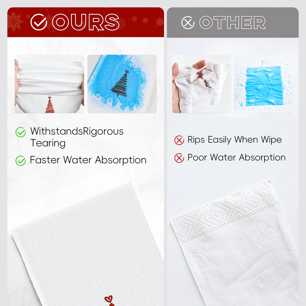 INYUDOME 25/50Pcs Printed Prefolded Disposable Linen-Feel Dinner Napkins - 11.81x16.92inch for Home Christmas Party, Bar