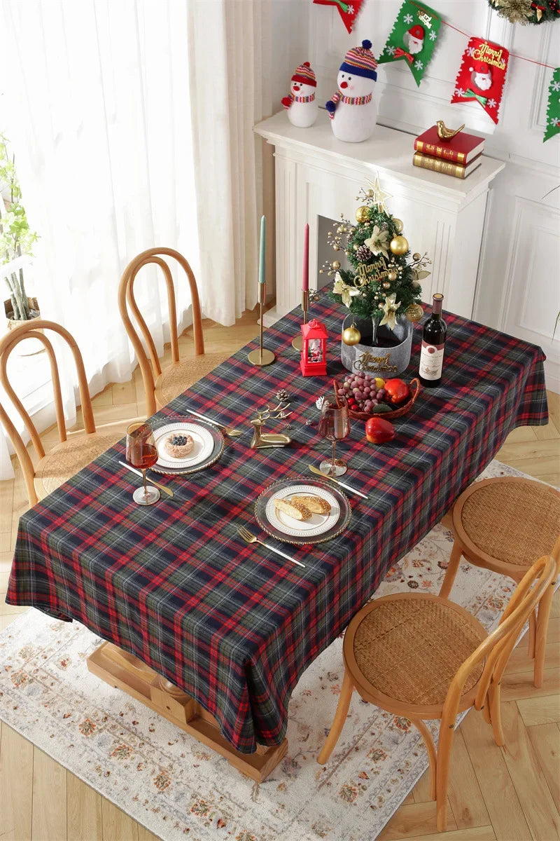 Christmas Red Plaid Tablecloth Festive  for Holiday Dinner Party Dining Room Decor