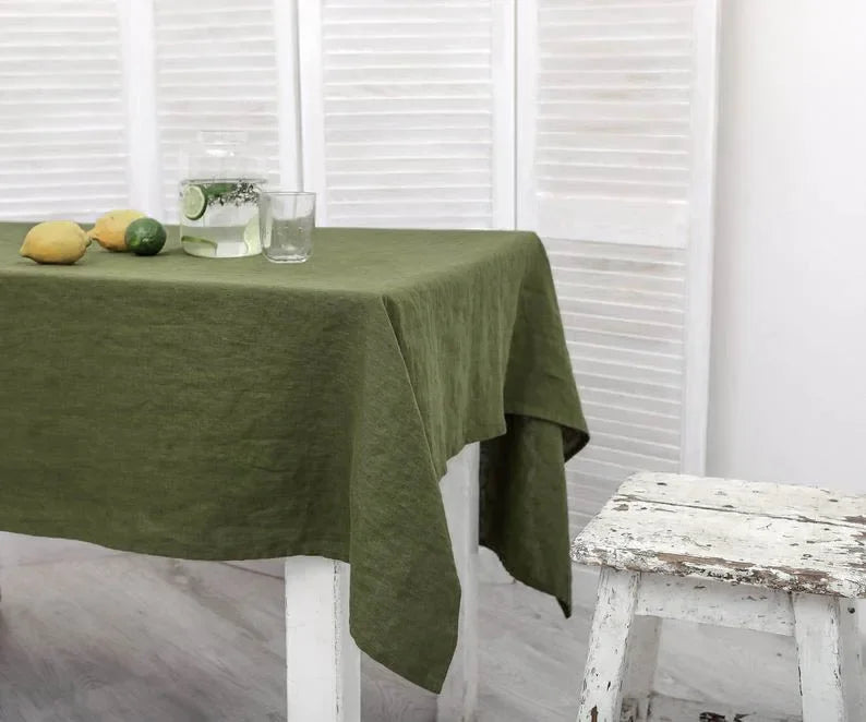 100% Pure Linen Solid Color Table Cover,Natural Fabric Tablecloth,for Kitchen Dining Room Party Holiday Tabletop Decoration