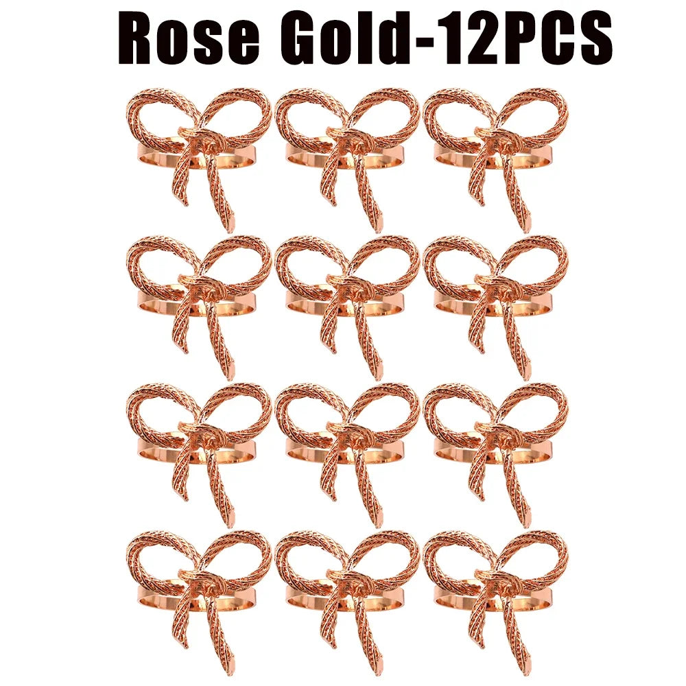Alloy Bow Tie Napkin Rings Elegant Table Decor for Wedding Banquet Dinner Parties Reusable Metal Holders Gatherings Accessories
