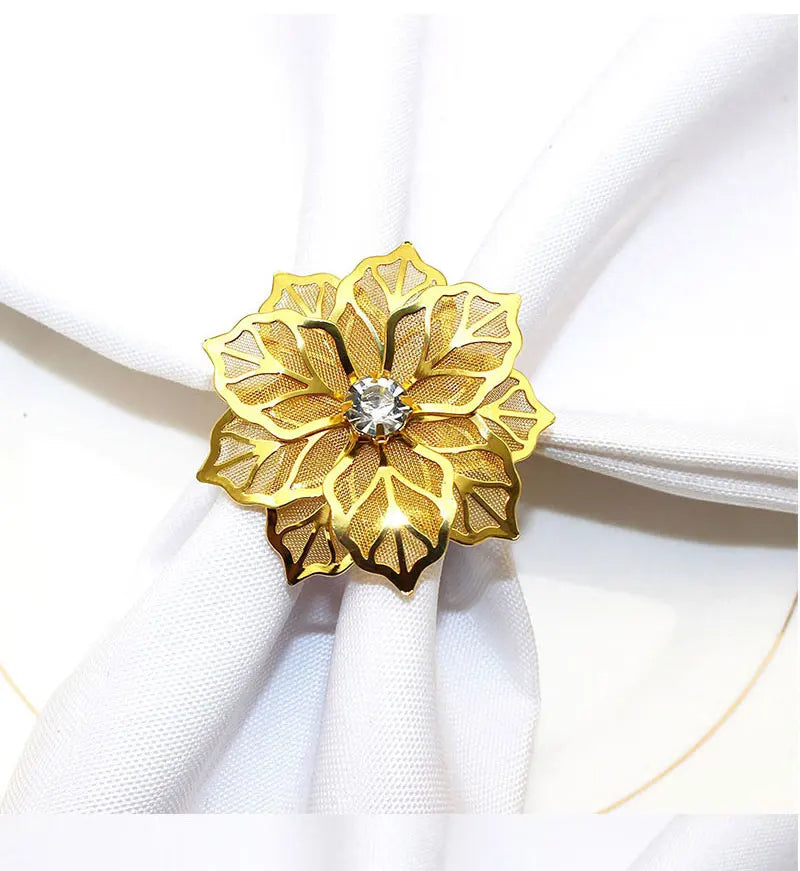 6pcs Metal Rings Napkin Holder Dinner Petals Dining Napkin Rings Anniversary Wedding Party Accessories Dinner Table Decoration