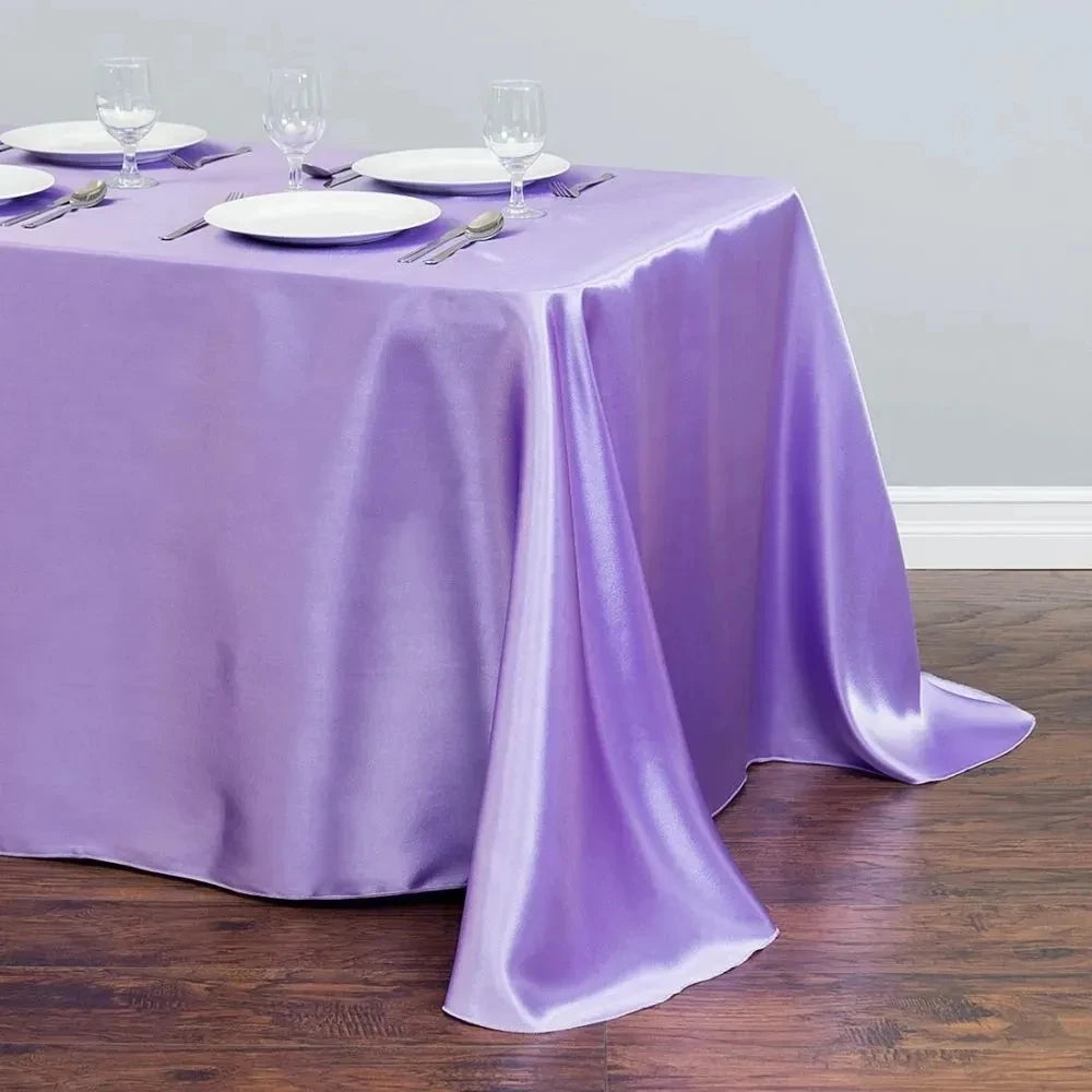 Solid Color Satin Table Cloth Tablecloth Table Cover Overlay For Birthday Wedding Banquet Restaurant Festival Party Supply