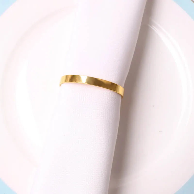 50pcs/lot Golden Napkin Rings Simple Serviette Holder For Wedding Party Banquet Adornment
