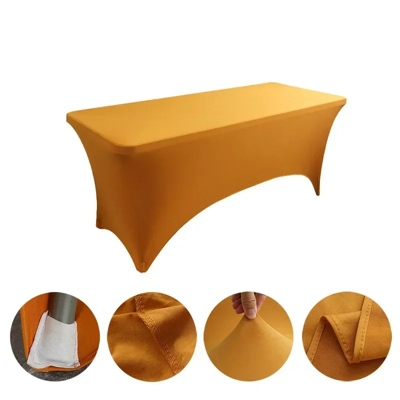 6FT 8FTSpandex Tablecloth High Stretch Wedding Hotel Birthday Table Cover for 4ft 5ft 6ft 8ft Folding Table Cocktail Tablecloth