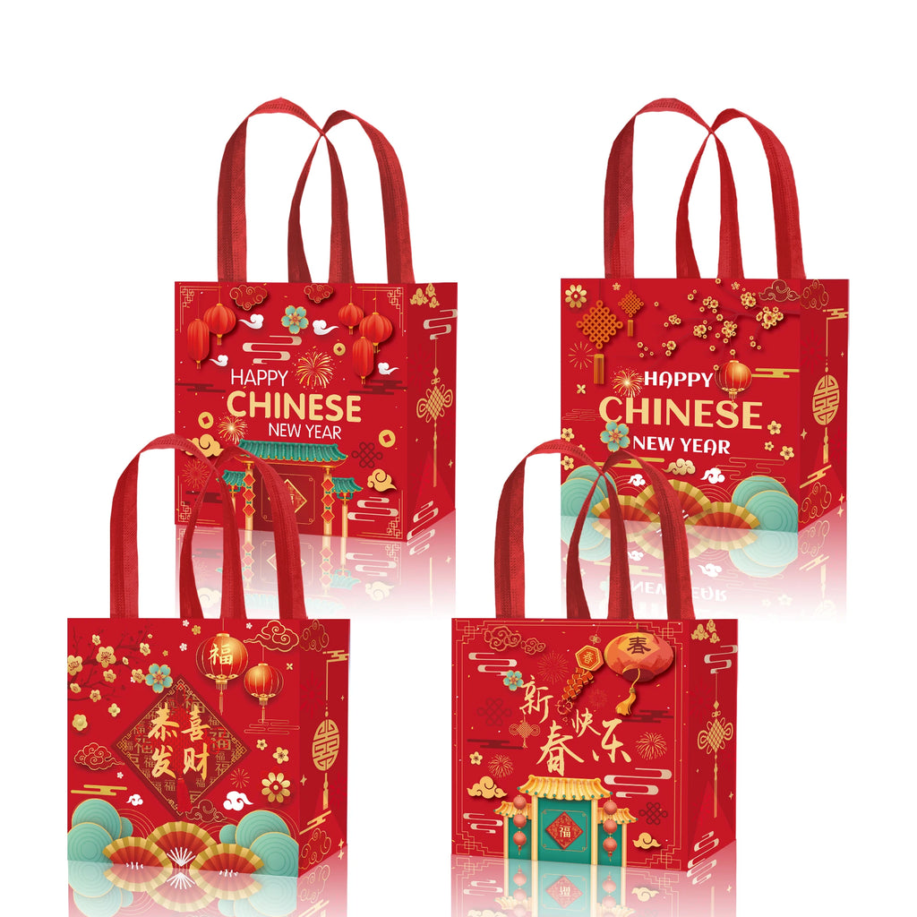 Chinese Spring Festival Banner Gifts Bags Food Tray Napkins Tablecloth Wine Bottle Stickers Happy New Year 2026 Party Decor