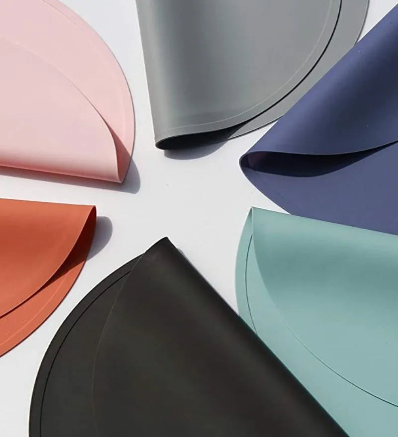 1/4/6Pcs Round Silicone Placemats for Dinner Table Non-Slip Heat Resistant Tableware Pads Mats for Kitchen Dining Patio 식탁매트