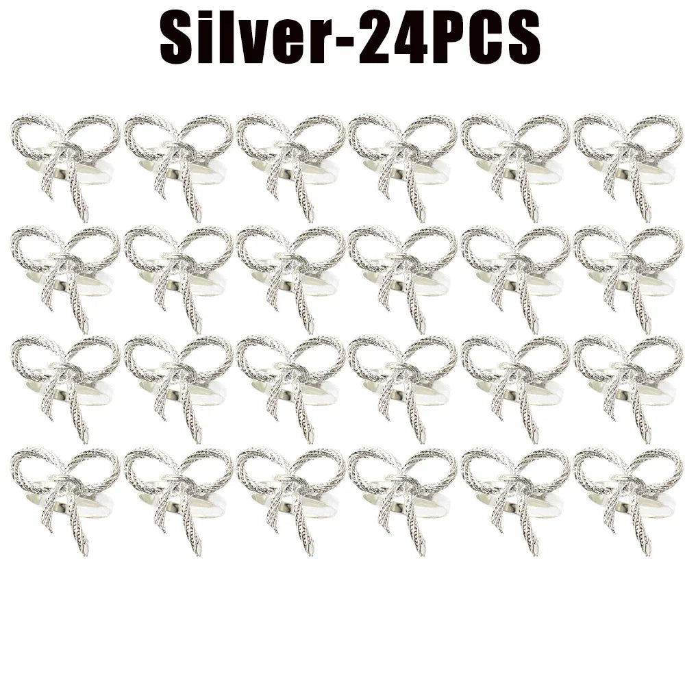 Alloy Bow Tie Napkin Rings Elegant Table Decor for Wedding Banquet Dinner Parties Reusable Metal Holders Gatherings Accessories