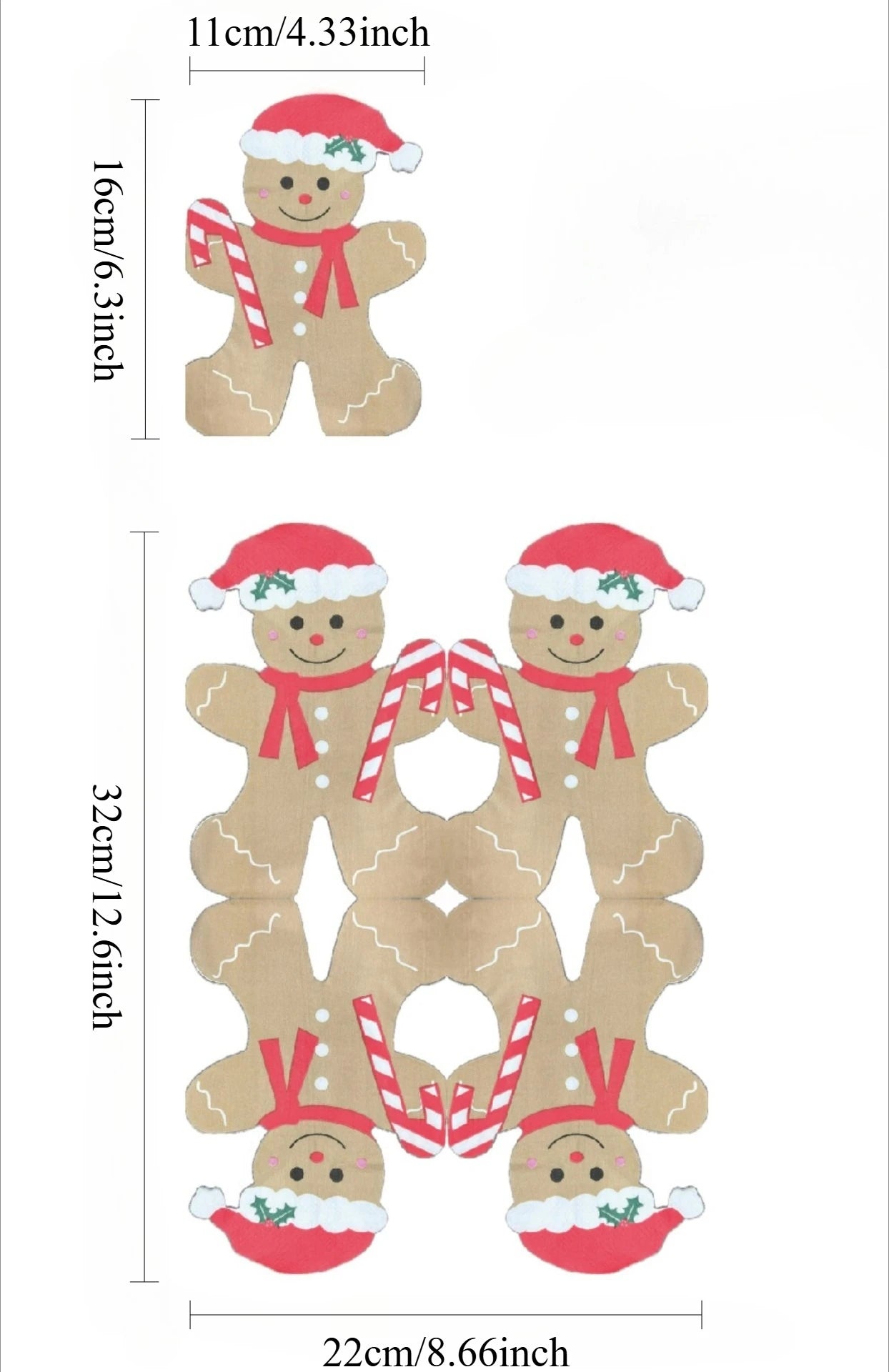 20pcs Gingerbread for Shaped Paper Napkins - Brown Disposable Tissue Napkins with Festive Christmas & New Year Decorations