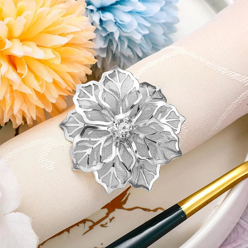 delicate Flower  Design Towel Napkin Buckle Holders Wedding Party Dinner Table Decoration Exquisite high-end napkin ring