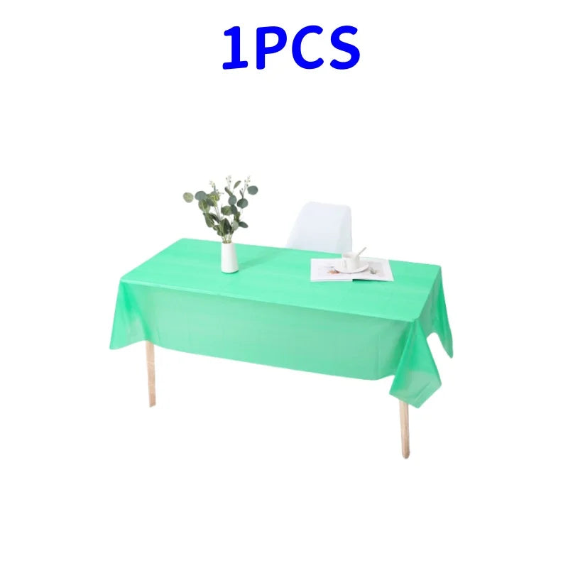 1pc Reusable Tablecloths 137x183cm BPA Free Plastic Dining Table Cover Cloth for Parties Picnic Camping Disposable Tablecloths