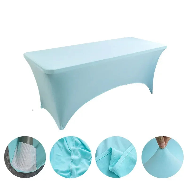 6FT 8FTSpandex Tablecloth High Stretch Wedding Hotel Birthday Table Cover for 4ft 5ft 6ft 8ft Folding Table Cocktail Tablecloth