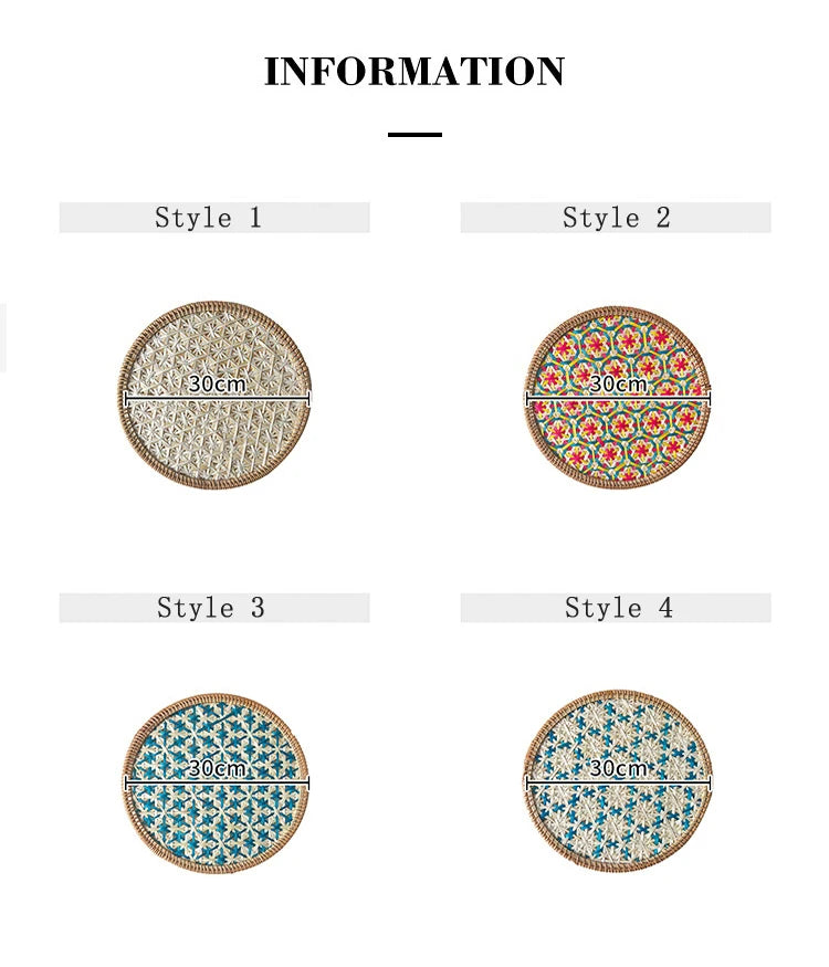 HeMu Bamboo handmade ethnic coaster pot pad placemat kitchen western restaurant insulation pad wall decoration pendant