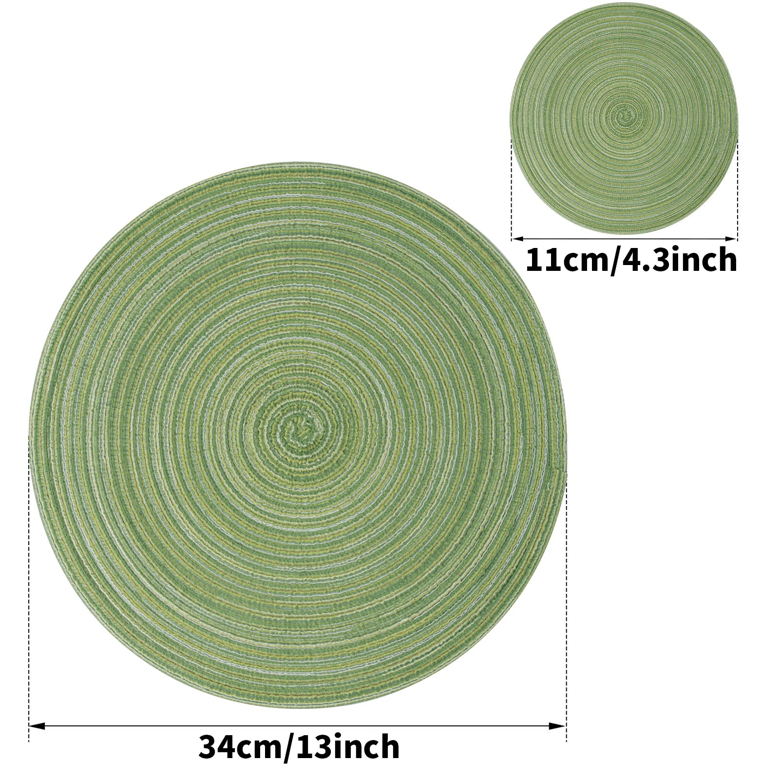 Set of 12 Round Braided Table Mat Washable Placemats Non Slip Heat Resistant for Kitchen Dining Tables Pad With Cup Coasters