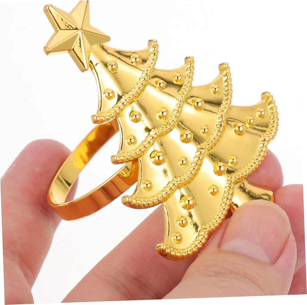 1/6Pcs Christmas Napkin Rings Xmas Tree Ornaments 2025 Christmas Home Kitchen Dinner Table Decoration New Year Party Supplies