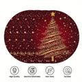 4pcs Golden Christmas Tree Red Round Placemats Set, Xmas Star Table Mats Place mats 38.1cm for Party Kitchen Dining Decoration
