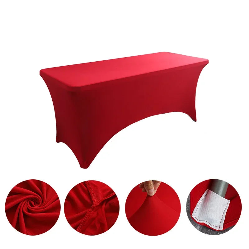6FT 8FTSpandex Tablecloth High Stretch Wedding Hotel Birthday Table Cover for 4ft 5ft 6ft 8ft Folding Table Cocktail Tablecloth