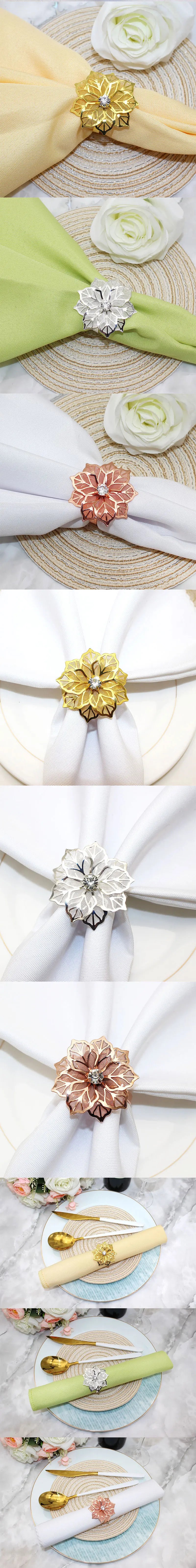 delicate Flower  Design Towel Napkin Buckle Holders Wedding Party Dinner Table Decoration Exquisite high-end napkin ring
