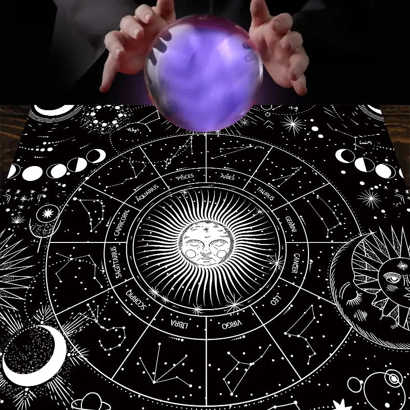 1pc Tarot card tablecloth, twelve constellations divination, starry sky altar cloth, Tarot card game decoration tablecloth