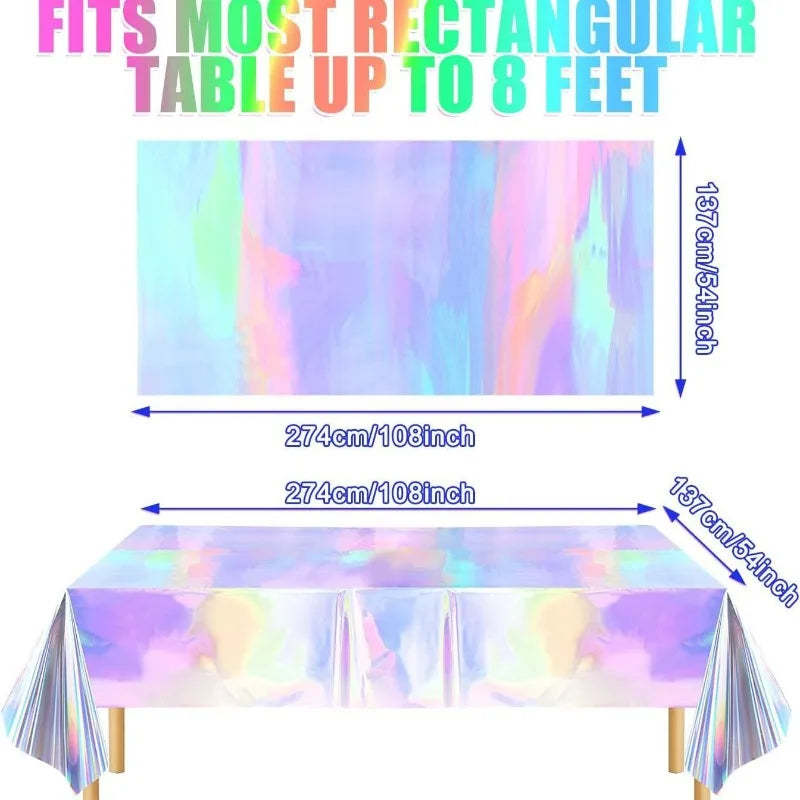 Tablecloth For Table Nappe De Table Tablecloth Birthday Holographic Shiny Iridescent Laser Disposable Covers Party Decorations