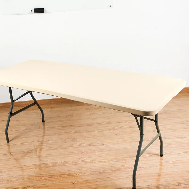 Rectangle Table Cloth, Elastic Fitted Fabric Tablecloth Fits for 6 Foot Folding Tables, Washable Table Cover for Picnic, Camping