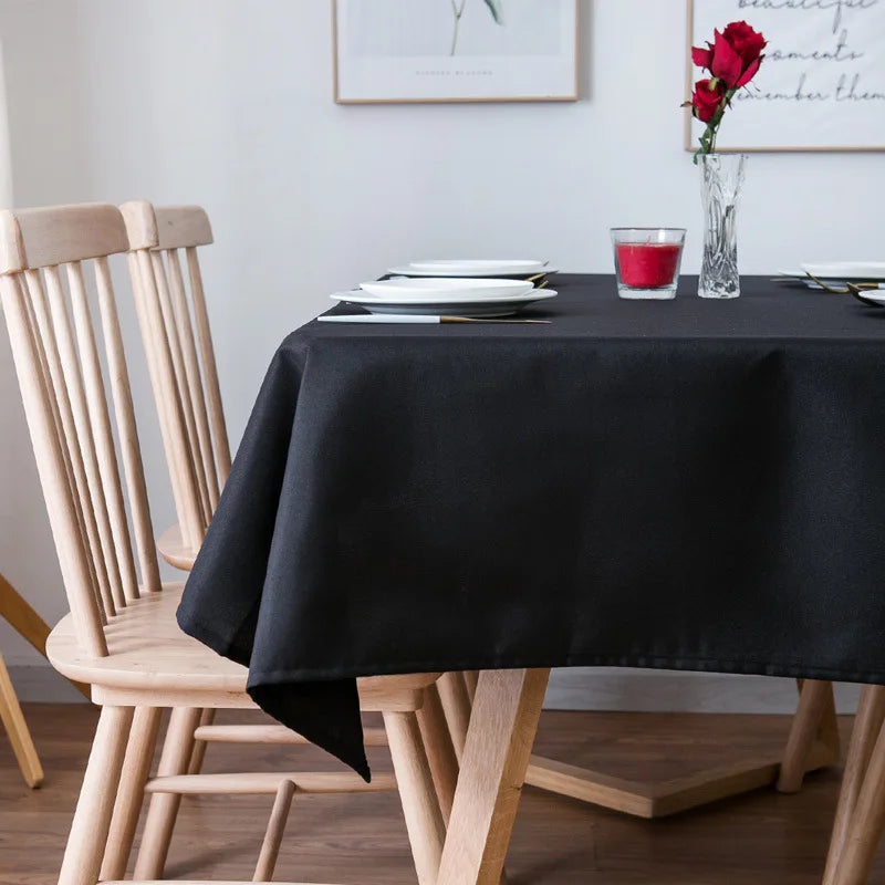 Solid black conference banquet hotel dining table exhibition advertising tablecloth officetable cloth art rectangular tablecloth