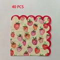 40pcs 25*25cm 3-Ply Red Strawberry Printed Cut Edge Cocktail Napkins Bar Party Paper Wavy Edge Printed Paper Placemats，Suitable