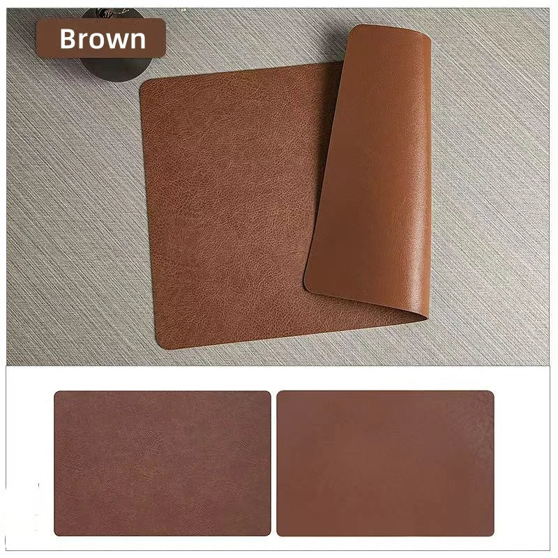 Faux Leather Placemats Set of 1/4/6pcs ,Heat Resistant Non-Slip Waterproof,Double-Sides,Kitchen Dining PU Table Place Mats