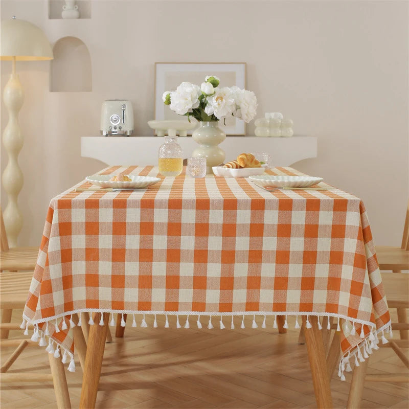 European Style Fresh Checkered Tablecloth For Kitchen, Wedding, And Holiday Dining Table Decoration