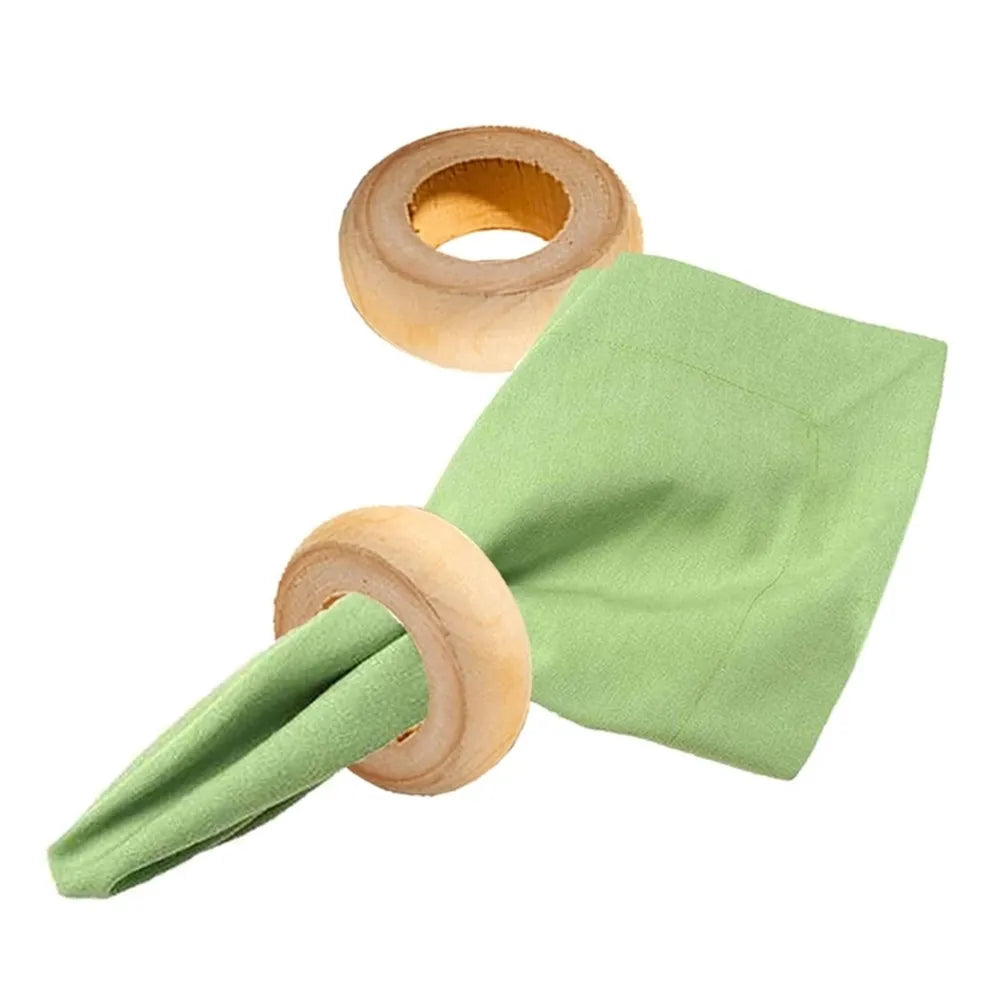 Natural Wooden Serviette Holders Napkin Rings Set Round Serviette Rings Bulk for Party Decoration Dining Table Family 10 Pcs