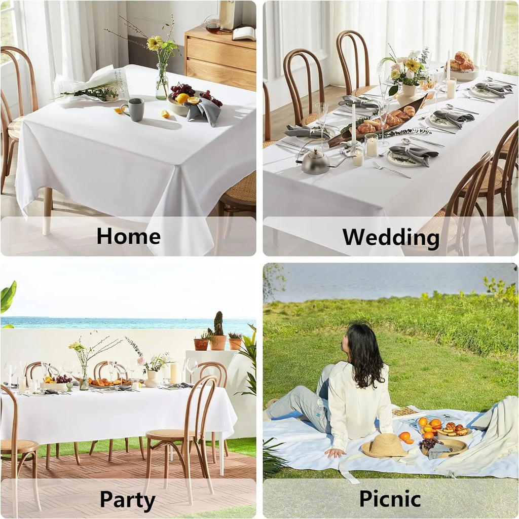 145-335cm Rectangle Satin Tablecloth Wedding Christmas Birthday Events Banquet White Table Cloth Overlays Home Dining Decor