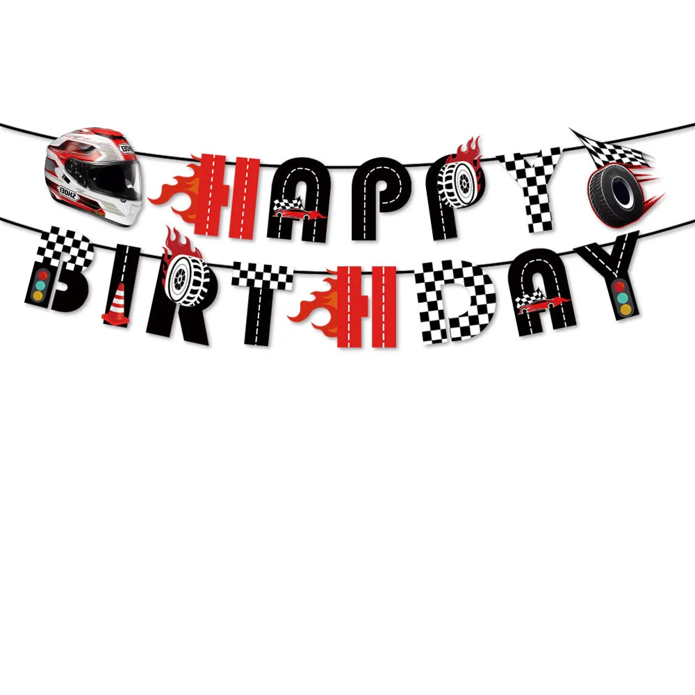 Racing Themed Boy Birthday Party Disposable Tableware Paper Cup Plate Napkin Tablecloth For Kids Baby Shower Decoration Supplies