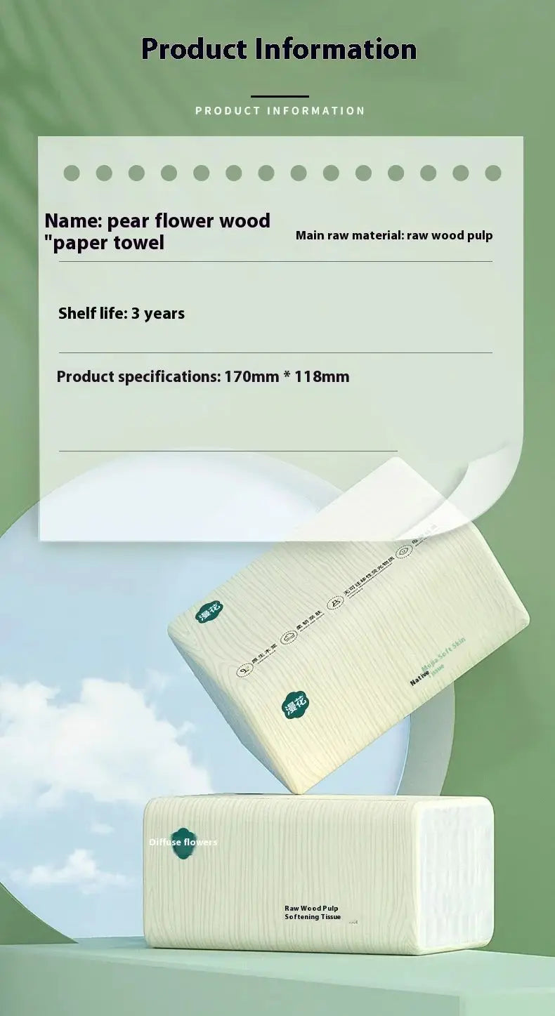 10 Packs of Extractable Napkins Five Layers of Thickened Log Paper Towels Wet and Dry Mother and Baby Applicable Soft Napkins