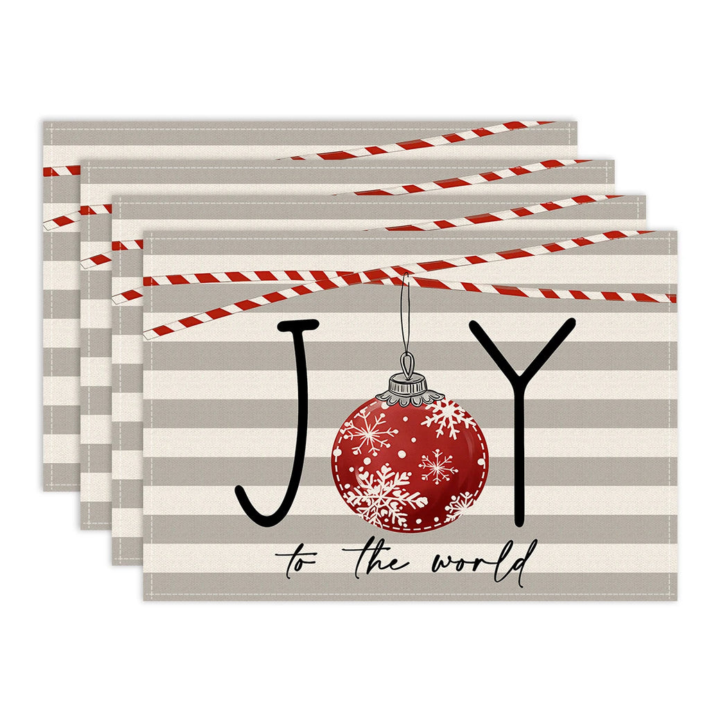 1/4/6pcs Christmas placemat, retro Christmas tree snowflake pattern dining table anti slip insulation mat, Christmas decoration