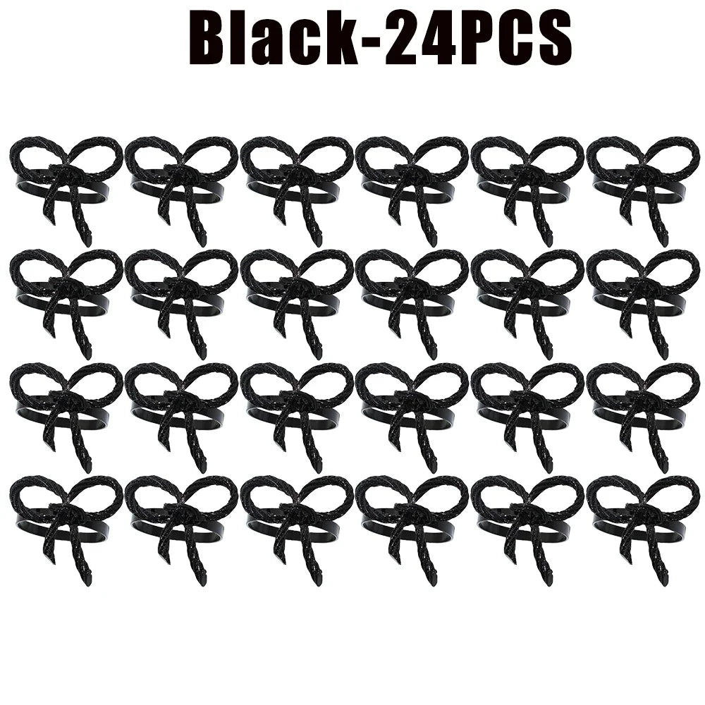 Alloy Bow Tie Napkin Rings Elegant Table Decor for Wedding Banquet Dinner Parties Reusable Metal Holders Gatherings Accessories