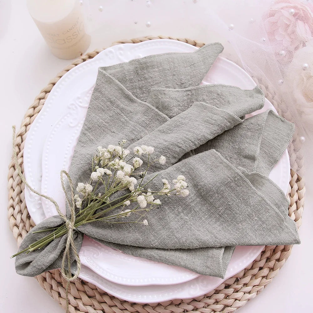 10pcs Cotton Cloth Napkins Gauze Fabric Blue 30x30cm for Wedding Party Birthday Tea Towel Table Baby Shower Christmas Napkins