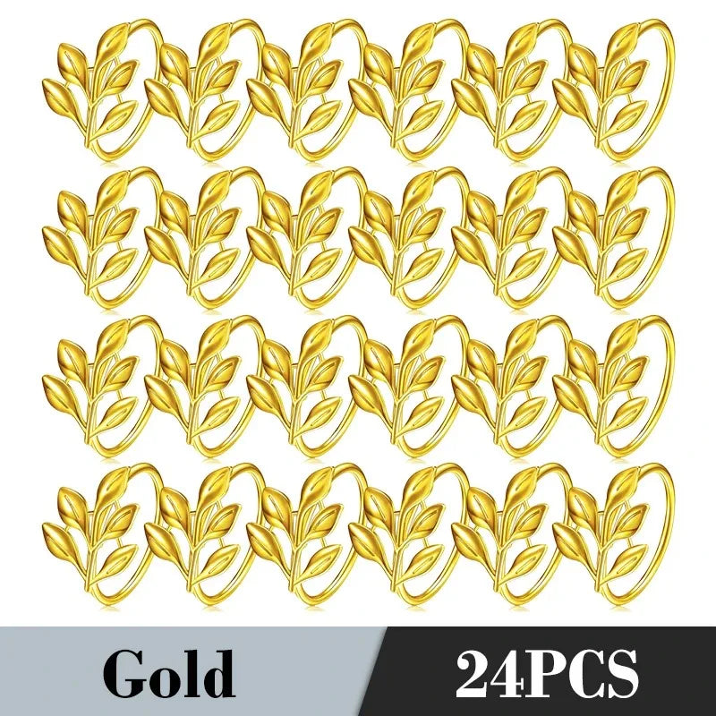 36PCS Vintage Style Leaf Napkin Ring Elegant Tricolor Leaf Napkin Buckle Birthday Wedding Party Banquet Table Decoration