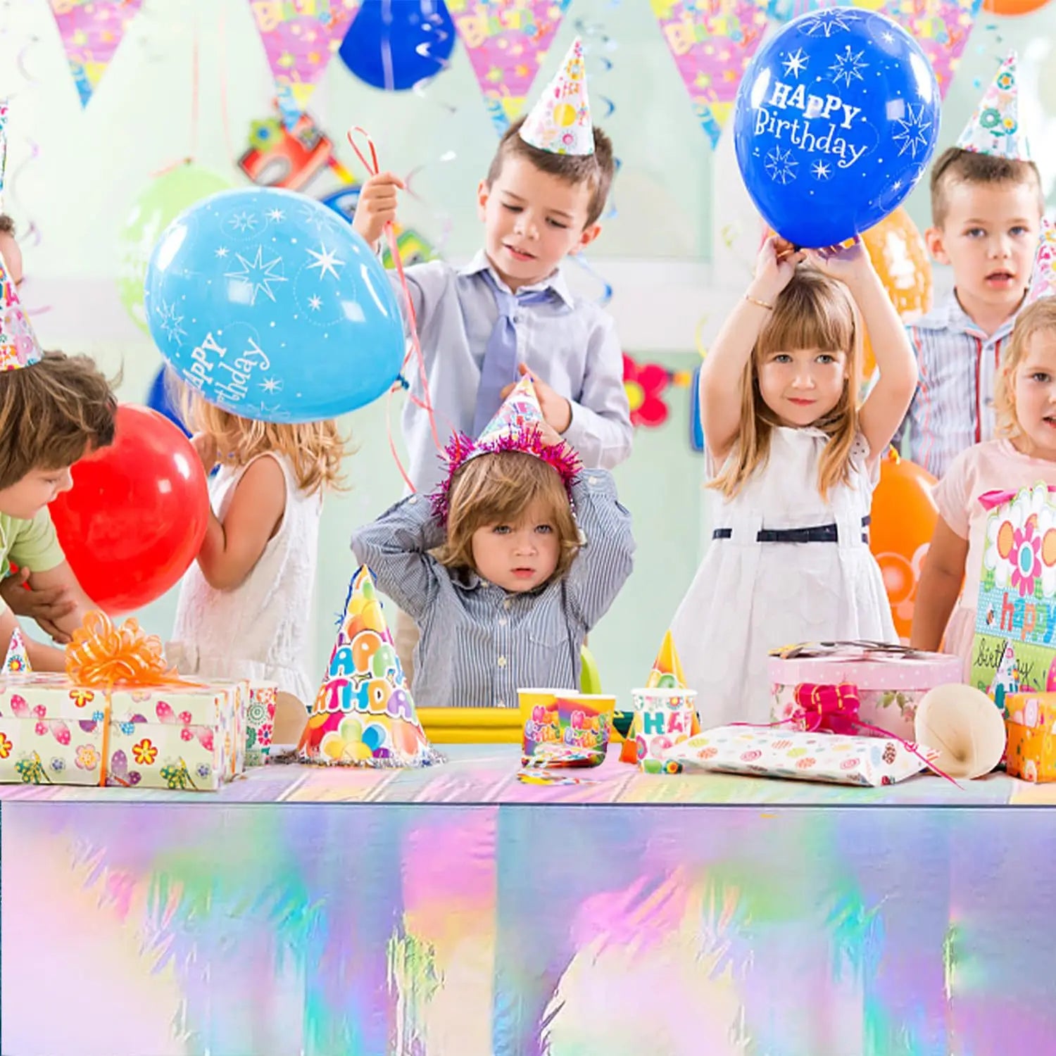 Tablecloth For Table Nappe De Table Tablecloth Birthday Holographic Shiny Iridescent Laser Disposable Covers Party Decorations