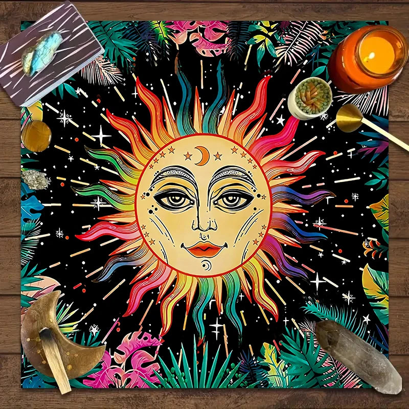 1pc Tarot card tablecloth, twelve constellations divination, starry sky altar cloth, Tarot card game decoration tablecloth