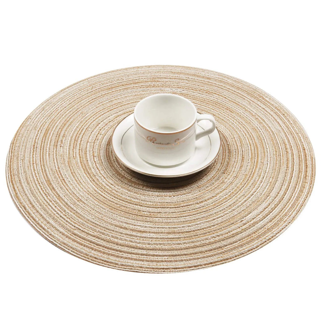 Round Braided Placemat Set of 6 Washable Round Placemats for Kitchen Table Round Table Mats for Party BBQ Christmas Everyday Use