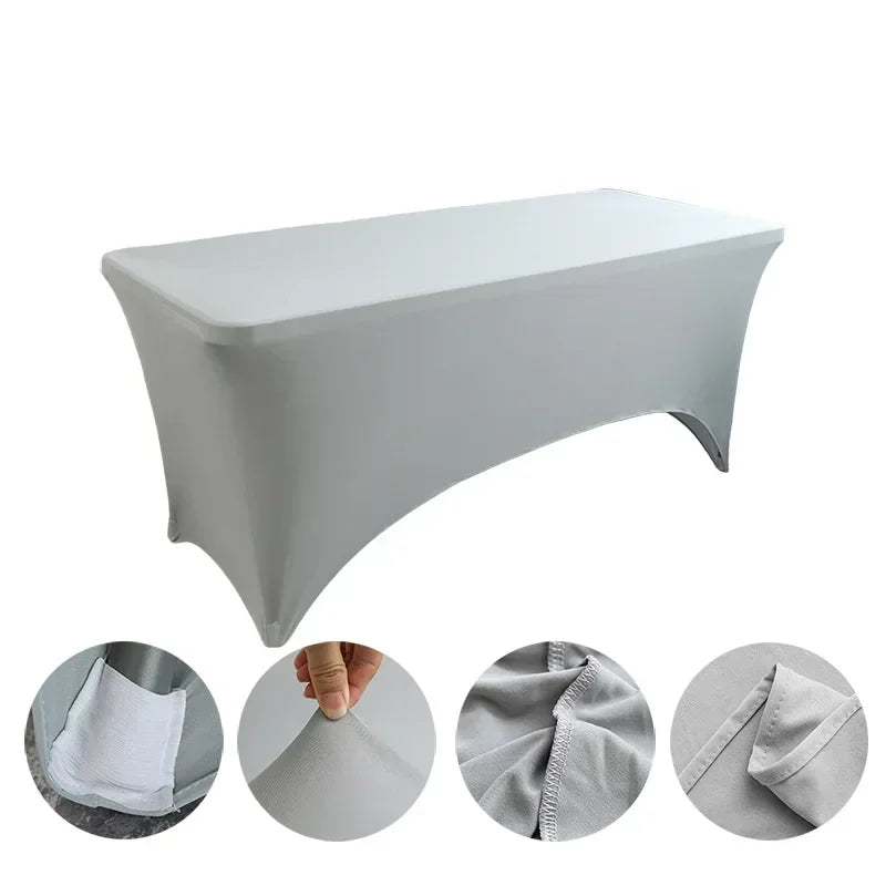 6FT 8FTSpandex Tablecloth High Stretch Wedding Hotel Birthday Table Cover for 4ft 5ft 6ft 8ft Folding Table Cocktail Tablecloth