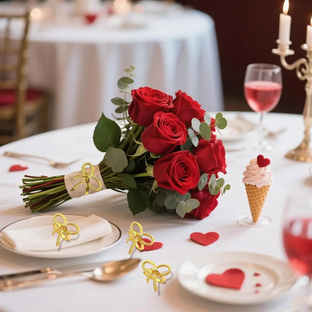 Alloy Bow Tie Napkin Rings Elegant Table Decor for Wedding Banquet Dinner Parties Reusable Metal Holders Gatherings Accessories