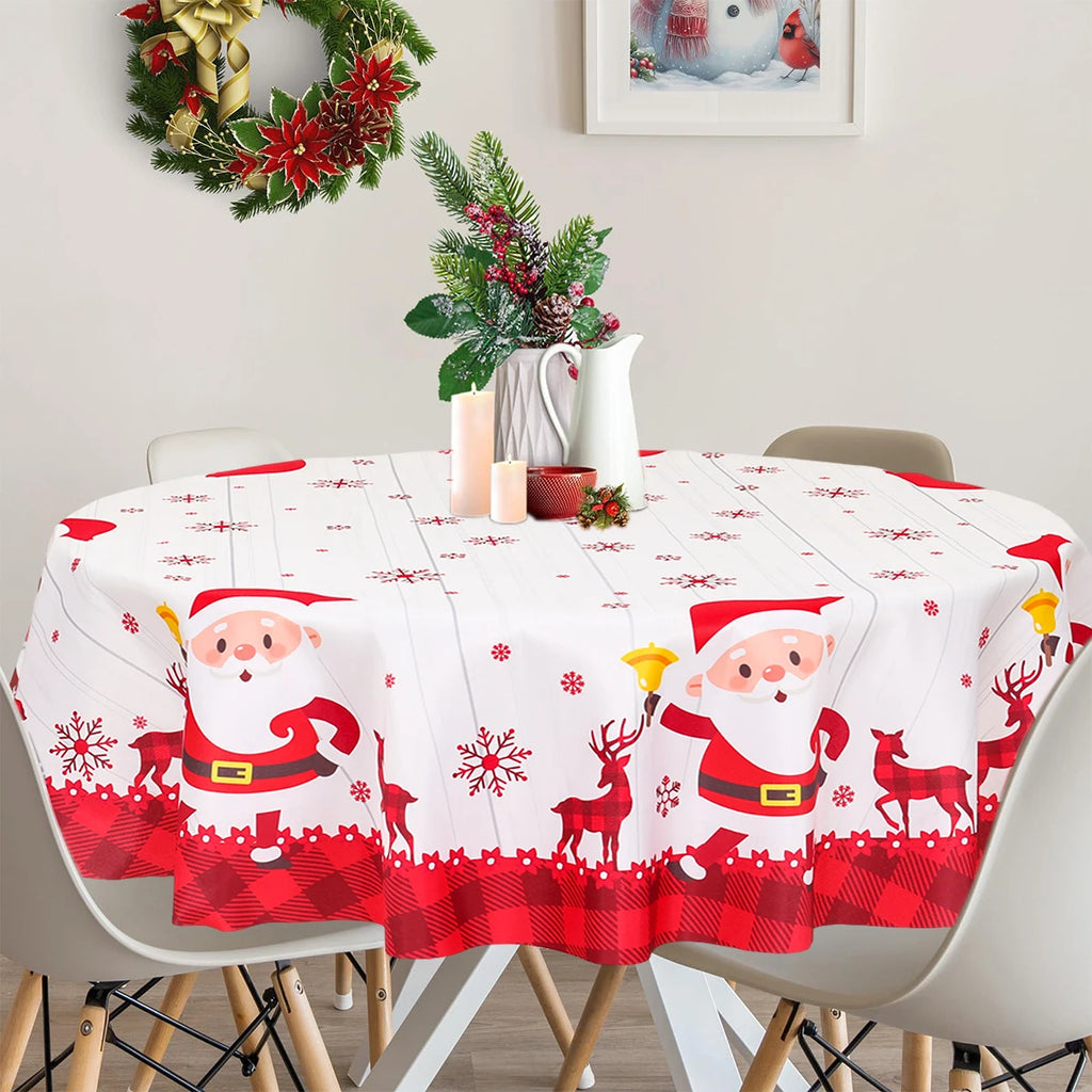 Christmas Polyester Round Tablecloth 2025 Merry Christmas Decoration For Home Xmas Gift Navidad New Year 2026 Dining Table Cover