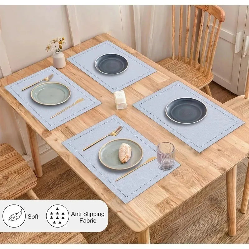 Christmas Linen Placemat Table Coffee Mat Red Nose Reindeer Snowflake Merry Xmas HO! Holly Leaf Ball Plaid Decorative Coasters